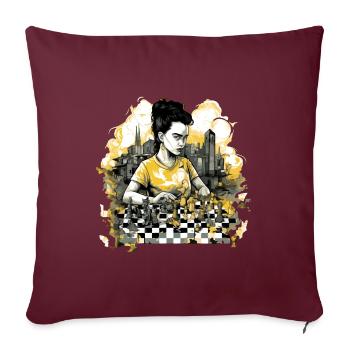 Frid au club d'échecs - Housse de coussin décorative 45 x 45 cm - bordeaux - Devant