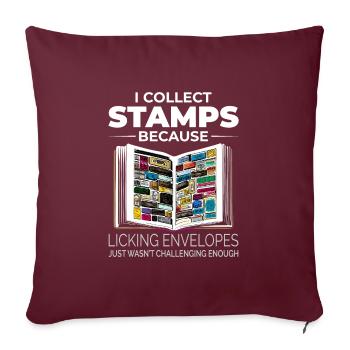 Philatélie philatéliste philatéliste collectionneur de timbres - Housse de coussin décorative 45 x 45 cm - bordeaux - Devant