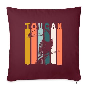 Toucan Jungle Nature Amérique du Sud - Housse de coussin décorative 45 x 45 cm - bordeaux - Devant