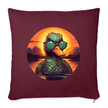 Canard frais en été: lunettes de soleil, baignade, coucher de soleil - Housse de coussin décorative 45 x 45 cm - bordeaux - Devant