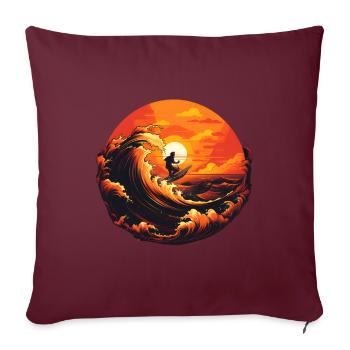 Surfer Sonnenuntergang Wasser Meer Wellen - Sofakissenbezug 45 x 45 cm - Burgunderrot - Vorne