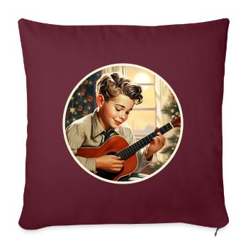 Garçon jouant un chant de Noël - Housse de coussin décorative 45 x 45 cm - bordeaux - Devant