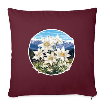 Edelweiss Fleur Plante Montagnes - Housse de coussin décorative 45 x 45 cm - bordeaux - Devant