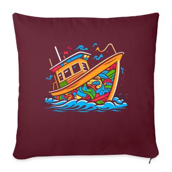 Pop Art Doodle Boot - Lebendige Karikatur - Sofakissenbezug 45 x 45 cm - Burgunderrot - Vorne