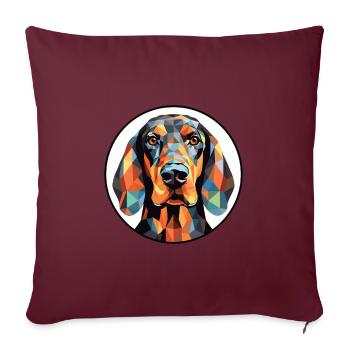 Schwarz und Tan Coonhound Hunderasse Aquarellglas - Sofakissenbezug 45 x 45 cm - Burgunderrot - Vorne