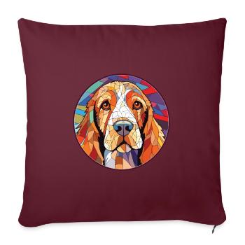 Petits Bassets Griffons Vendéen Chien Aquarelle - Housse de coussin décorative 45 x 45 cm - bordeaux - Devant