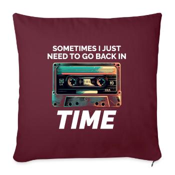 Cassette vintage des années 80 : Voyage dans le temps avec style - Housse de coussin décorative 45 x 45 cm - bordeaux - Devant
