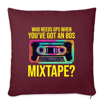Cassette néon des années 80 : des vibrations rétro nostalgiques - Housse de coussin décorative 45 x 45 cm - bordeaux - Devant