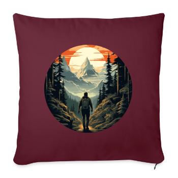 Aventure de trekking dans la nature de la forêt - Housse de coussin décorative 45 x 45 cm - bordeaux - Devant
