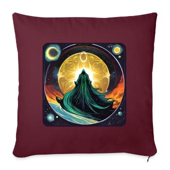 Mystischer Gott im Universum - Sofakissenbezug 45 x 45 cm - Burgunderrot - Vorne