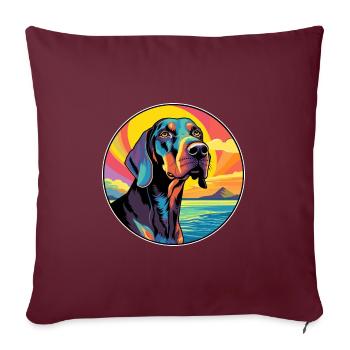 Noir Et Tan Coonhound Race De Chien Coloré Dessin Animé - Housse de coussin décorative 45 x 45 cm - bordeaux - Devant