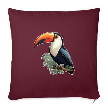 Tukan exotisch Vogel - Sofakissenbezug 45 x 45 cm - Burgunderrot - Vorne