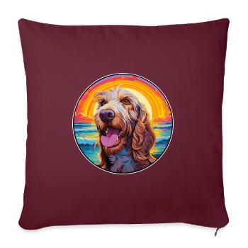 Spinone Italiano Race De Chien Coloré Cartoon Waterc - Housse de coussin décorative 45 x 45 cm - bordeaux - Devant