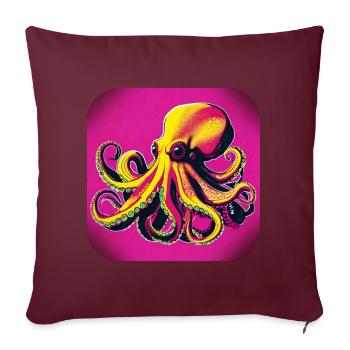 Poulpe dans le style des années 80 en rose - Housse de coussin décorative 45 x 45 cm - bordeaux - Devant