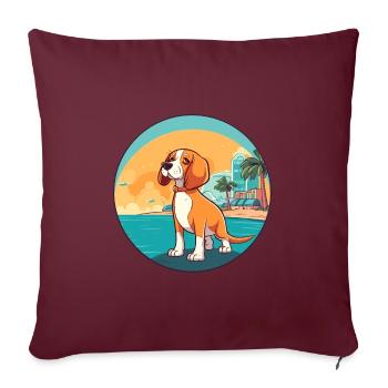 Deutsche Bracke Hund Rasse Cartoon Kawaii Clipart - Sofakissenbezug 45 x 45 cm - Burgunderrot - Vorne
