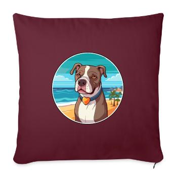 Pitbull Hund Rasse Cartoon Kawaii Clipart Hund Haustier - Sofakissenbezug 45 x 45 cm - Burgunderrot - Vorne