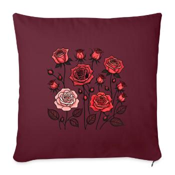 Rote Rosen - Sofakissenbezug 45 x 45 cm - Burgunderrot - Vorne