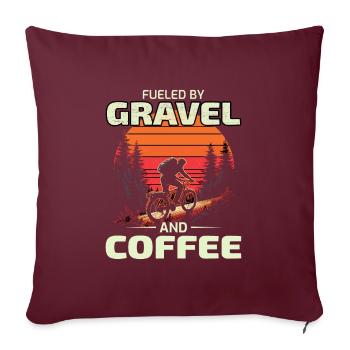 Sunset Gravel Riding : Alimenté par le gravier et le café - Housse de coussin décorative 45 x 45 cm - bordeaux - Devant