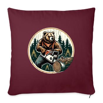 Bûcheron Bear Power et nature en harmonie - Housse de coussin décorative 45 x 45 cm - bordeaux - Devant
