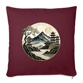 dessin traditionnel chinois, logo oriental, asie - Housse de coussin décorative 45 x 45 cm - bordeaux - Devant