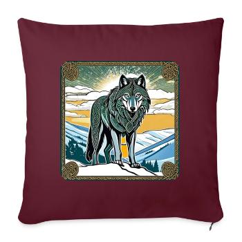 Cooler Wolf im keltischen Style - Sofakissenbezug 45 x 45 cm - Burgunderrot - Vorne