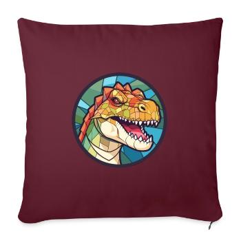 Dinosaurier Buntes Glas Bunte Karikatur Kawaii Ani - Sofakissenbezug 45 x 45 cm - Burgunderrot - Vorne