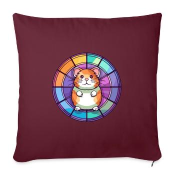 Hamster Bunte Karikatur Kawaii Anim - Sofakissenbezug 45 x 45 cm - Burgunderrot - Vorne