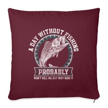 Appât de pêche à la ligne - Housse de coussin décorative 45 x 45 cm - bordeaux - Devant