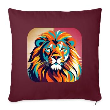Proud lion in retro style - Sofa pillowcase 17,3'' x 17,3'' (45 x 45 cm) - burgundy - Front