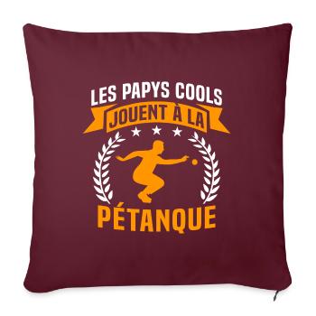 Les Papys Cools jouent à la pétanque - Housse de coussin décorative 45 x 45 cm - bordeaux - Devant