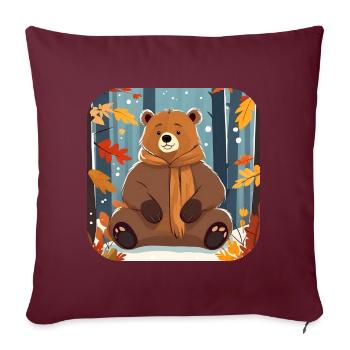 Ours occasionnel en automne - Housse de coussin décorative 45 x 45 cm - bordeaux - Devant