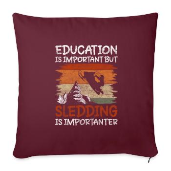 Schlitten Weihnachten Skiurlaub - Sofakissenbezug 45 x 45 cm - Burgunderrot - Vorne