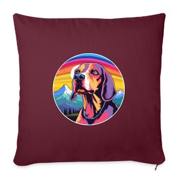 American English Coonhound race de chien Cartoon Kawai - Housse de coussin décorative 45 x 45 cm - bordeaux - Devant