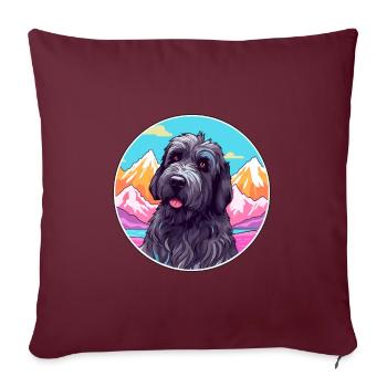 Terrier Russe Noir Race De Chien Cartoon Kawaii Wat - Housse de coussin décorative 45 x 45 cm - bordeaux - Devant