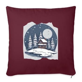 Winter Wonderland Retraite Nuit Enneigée Festive - Housse de coussin décorative 45 x 45 cm - bordeaux - Devant