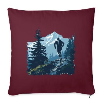 Un coureur trail sur un sentier en montagne - Housse de coussin décorative 45 x 45 cm - bordeaux - Devant