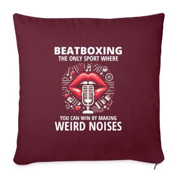 Beatboxing, Jeux sonores, Sport, Comédie musicale, Humour - Housse de coussin décorative 45 x 45 cm - bordeaux - Devant