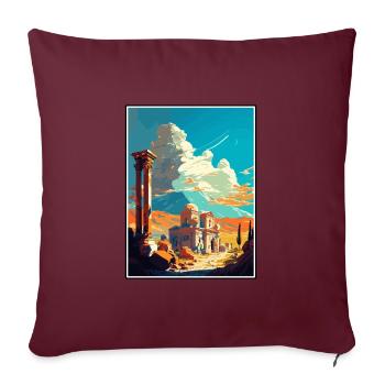 Kars Turquie Vintage voyage affiche WPA Souvenir - Housse de coussin décorative 45 x 45 cm - bordeaux - Devant
