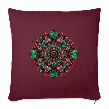 Mandala Harmony vert rouge - Housse de coussin décorative 45 x 45 cm - bordeaux - Devant