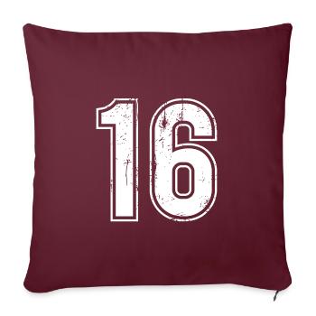 16 Years Retro Jersey Number 16 T-hirt Number - Sofa pillowcase 17,3'' x 17,3'' (45 x 45 cm) - burgundy - Front