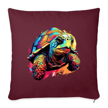Bunte Schildkröte Farbkleckse Farbspritzer - Sofakissenbezug 45 x 45 cm - Burgunderrot - Vorne
