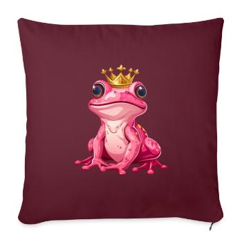 süße rosa pink Frosch Prinzessin mit golden Krone - Sofakissenbezug 45 x 45 cm - Burgunderrot - Vorne