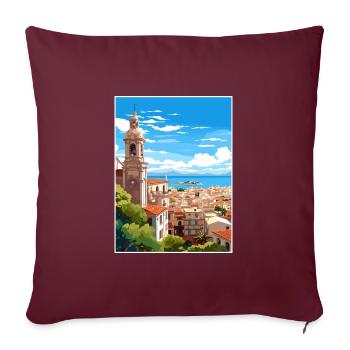 Malaga Espagne Vintage voyage affiche WPA Souvenir - Housse de coussin décorative 45 x 45 cm - bordeaux - Devant