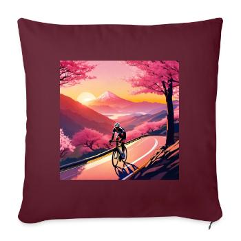 Saison des fleurs de cerisier - Randonnée à vélo - Housse de coussin décorative 45 x 45 cm - bordeaux - Devant