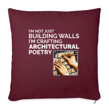 Poésie architecturale : l’art de l’ du maçon - Housse de coussin décorative 45 x 45 cm - bordeaux - Devant