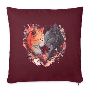 True love Katzen - Sofakissenbezug 45 x 45 cm - Burgunderrot - Vorne