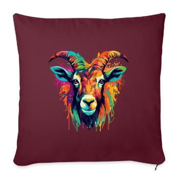 Bunte Ziege Farbspritzer Farbkleckse Ziegenbock - Sofakissenbezug 45 x 45 cm - Burgunderrot - Vorne