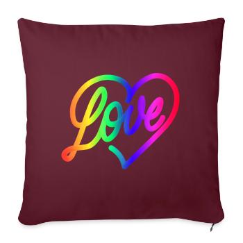 Love LOVE love Herz Regenbogen - Sofakissenbezug 45 x 45 cm - Burgunderrot - Vorne