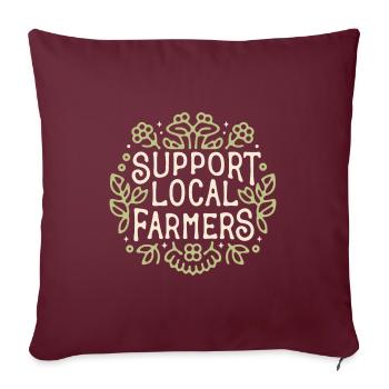 Je soutiens les agriculteurs - Housse de coussin décorative 45 x 45 cm - bordeaux - Devant