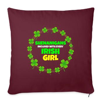 Manigances incluses : Fille irlandaise de la Saint-Patrick - Housse de coussin décorative 45 x 45 cm - bordeaux - Devant
